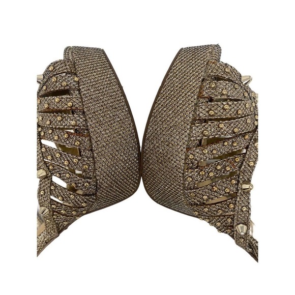 GIANNI Bini Gold Spike Stud Platform Caged Heels Size 8.5 M - Picture 9 of 11